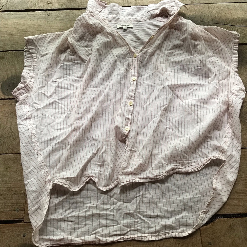 Madewell Red Pinstripe Blouse
